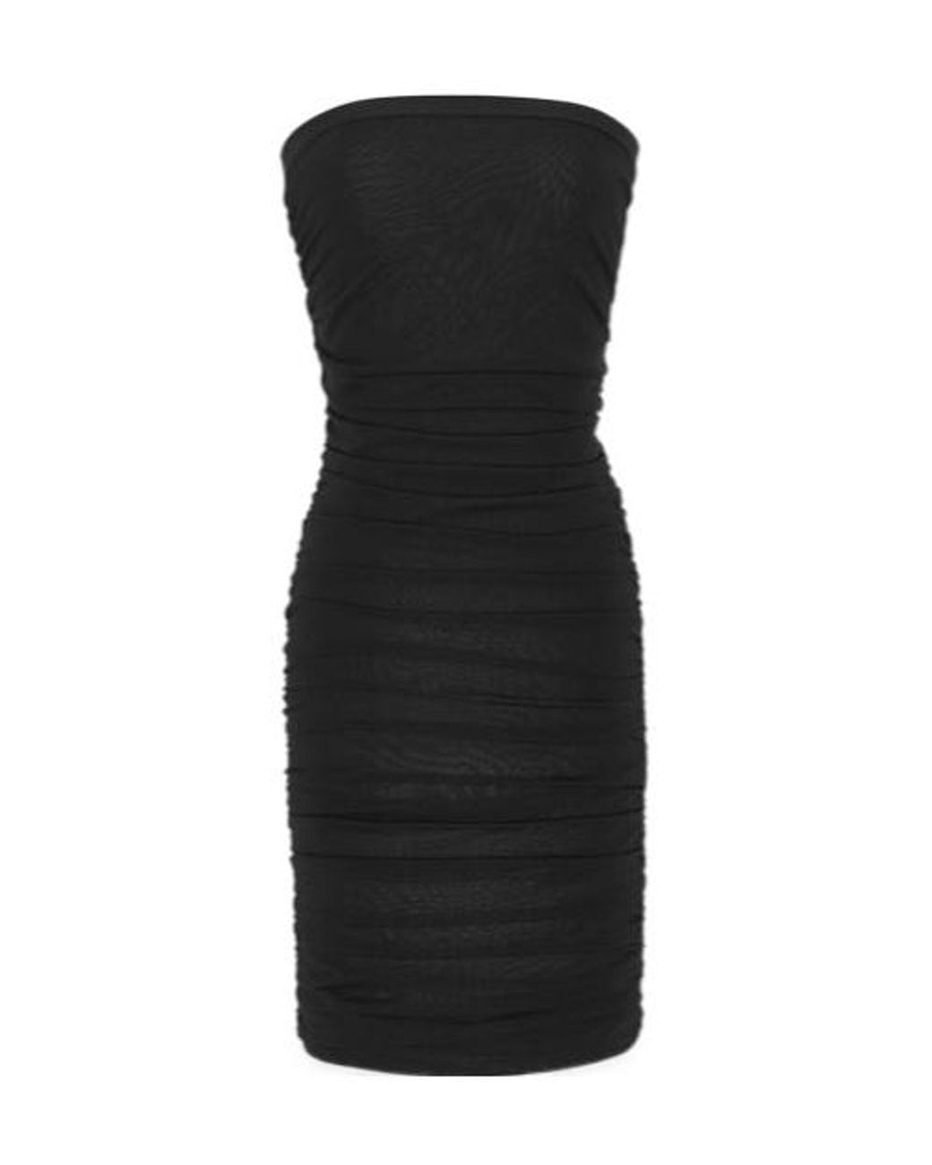 Saint Laurent Black Ruched Strapless Dress