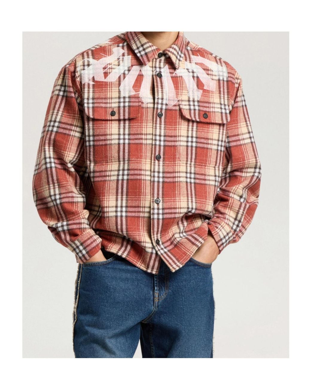 Palm Angels Pink Logo Printed Checked Shirt for men