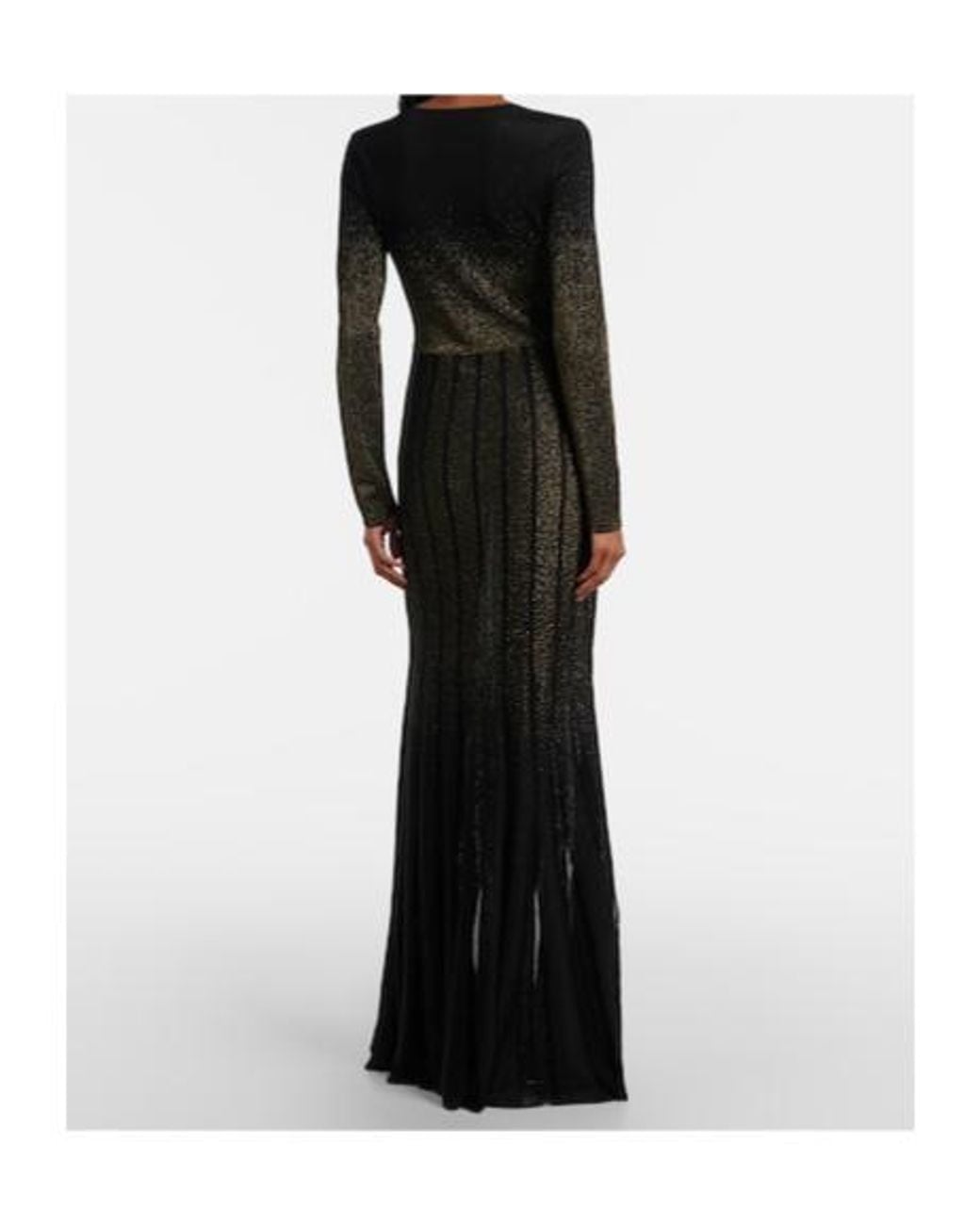 Roberto Cavalli Black Glitter Pleated Gown