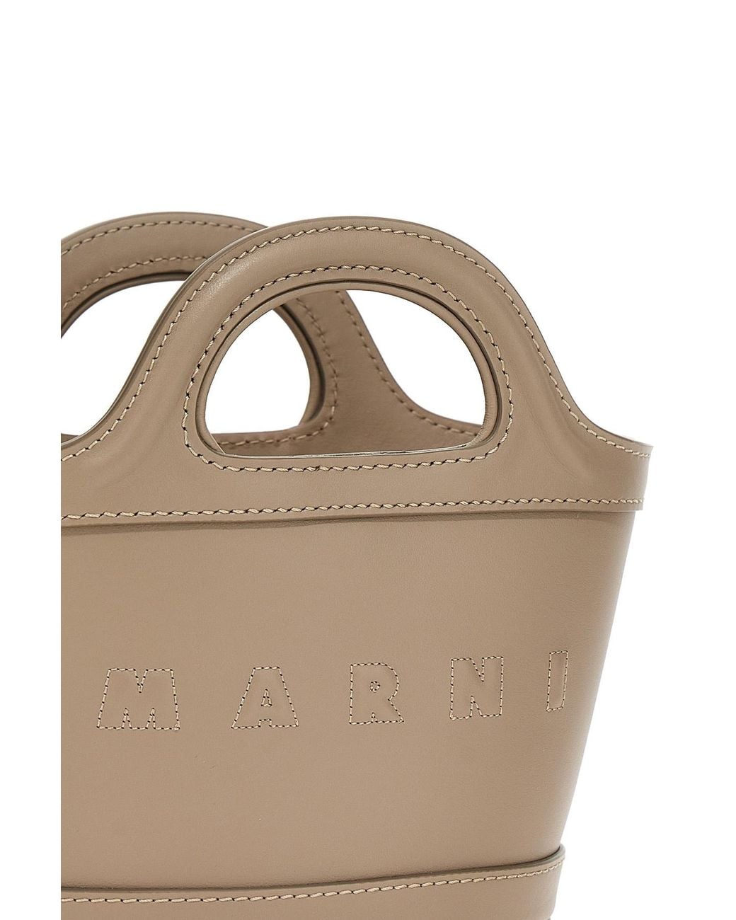 Marni Brown Micro Tropicalia Leather Tote Bag
