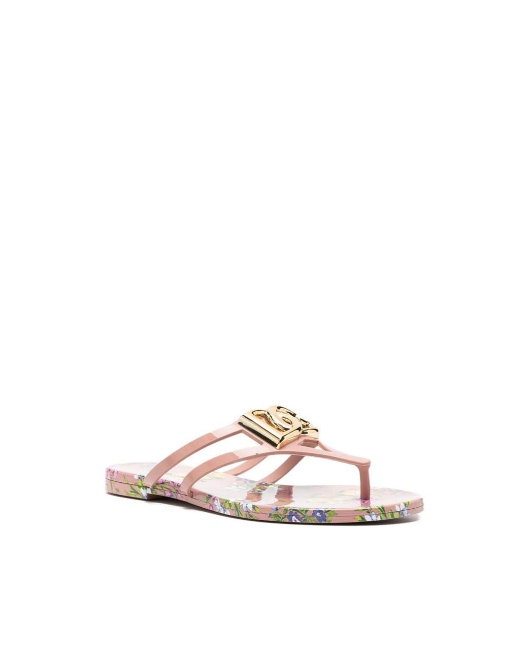 Dolce & Gabbana Multicolor Logo Thong Flip-Flops Slides