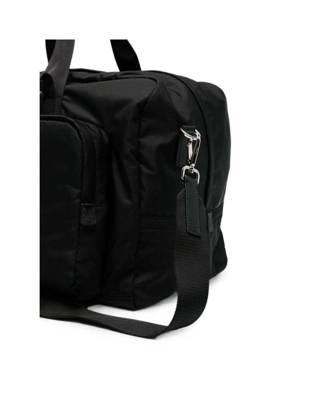 Prada Black Re-Nylon Logo-Plaque Zipped Luggage Bag for men