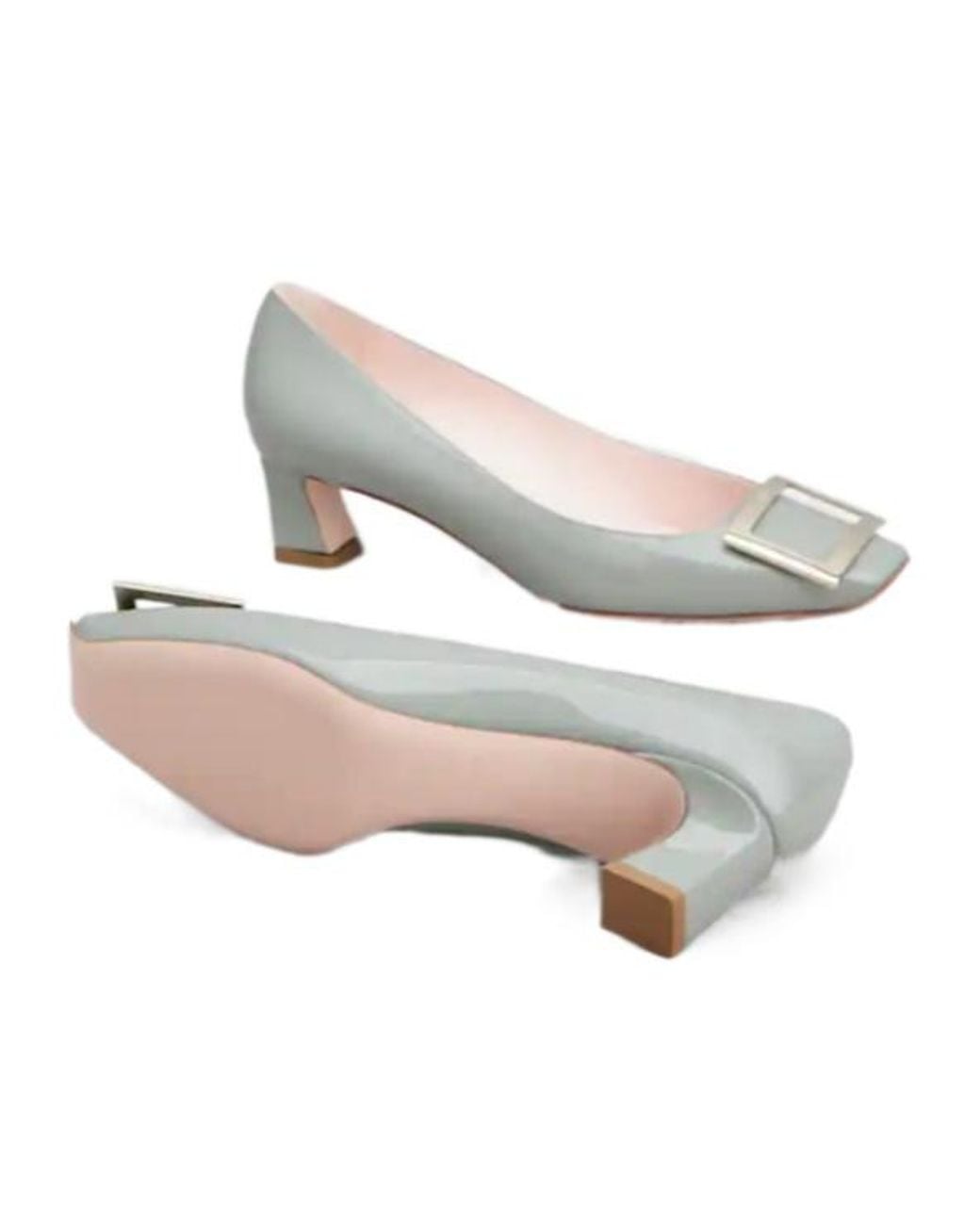 Roger Vivier Gray Trumpet Squared Toe Pumps