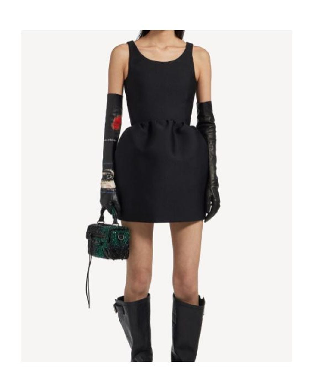 Balenciaga Black Sleeveless Wide-Skirt Dress