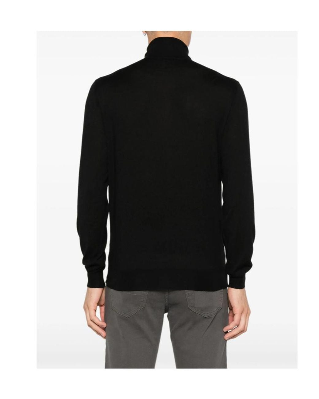 Fedeli Black Turtleneck Sweater for men