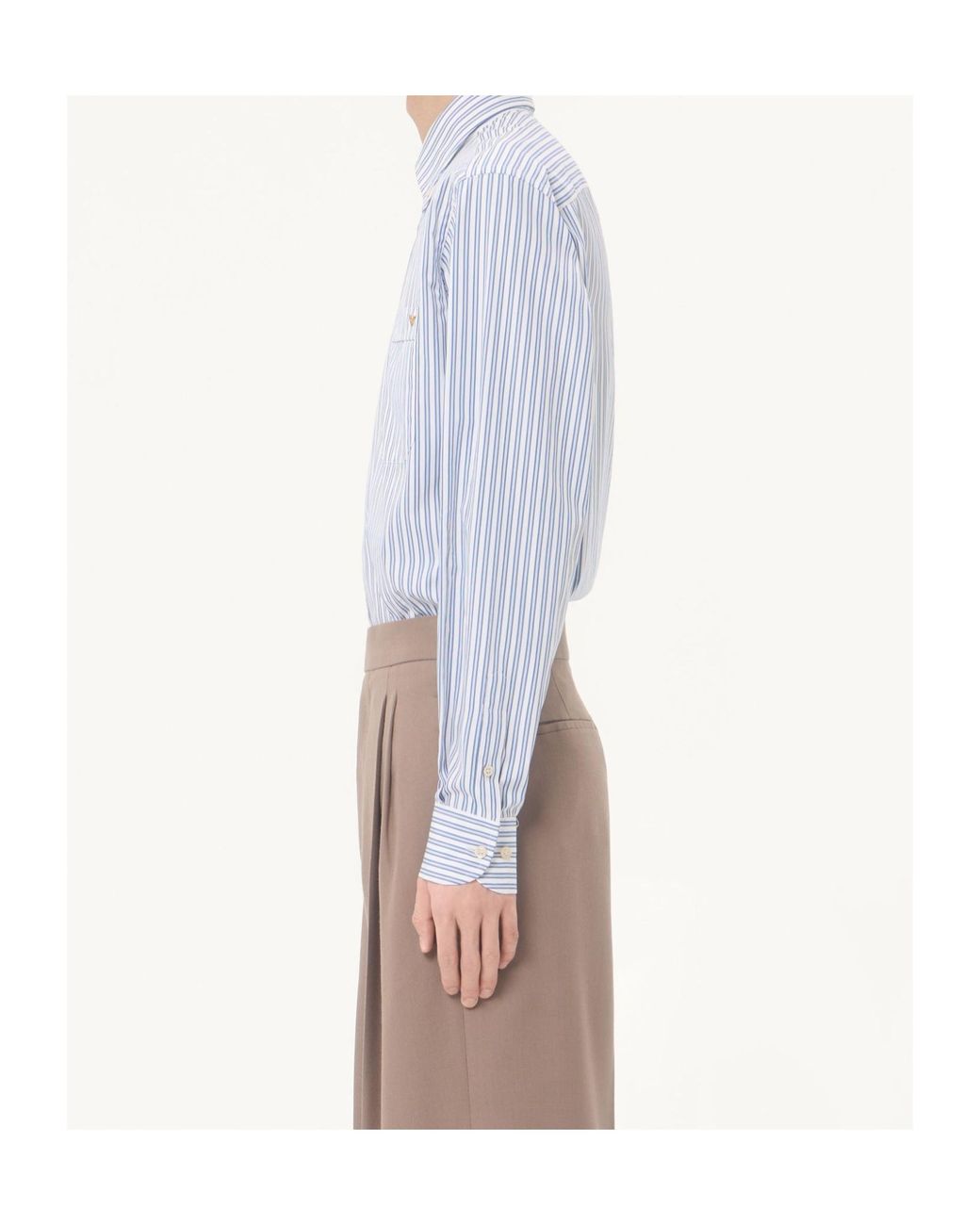 Valentino Blue Vgold Striped Poplin Shirt for men