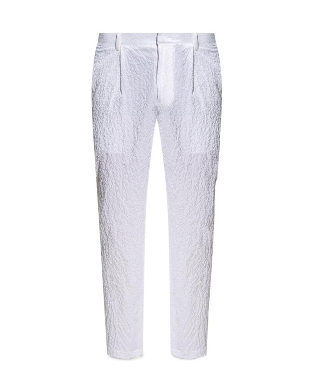 Emporio Armani White Straight-Leg Trousers for men