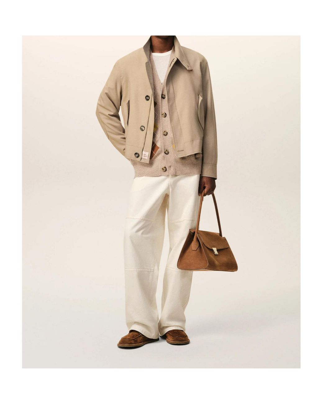 AMI Natural Stand-Up Collar Harrington Jacket for men
