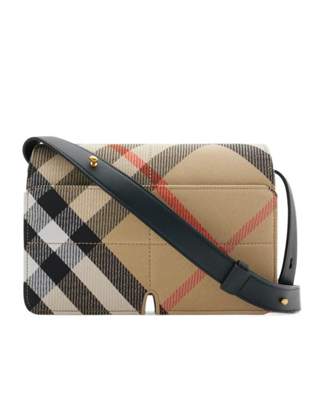 Burberry Gray Snip Checked Foldover-Top Shoulder Bag