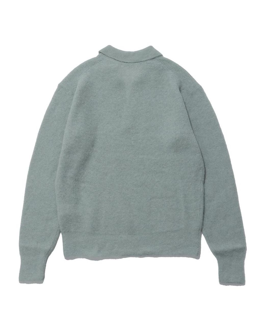Auralee Gray Brushed Open-Collar Sweater for men