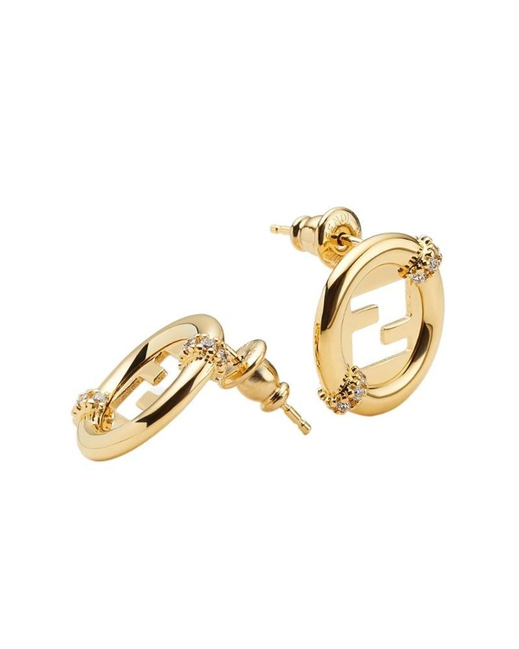 Fendi Metallic Everround Embellished Earrings