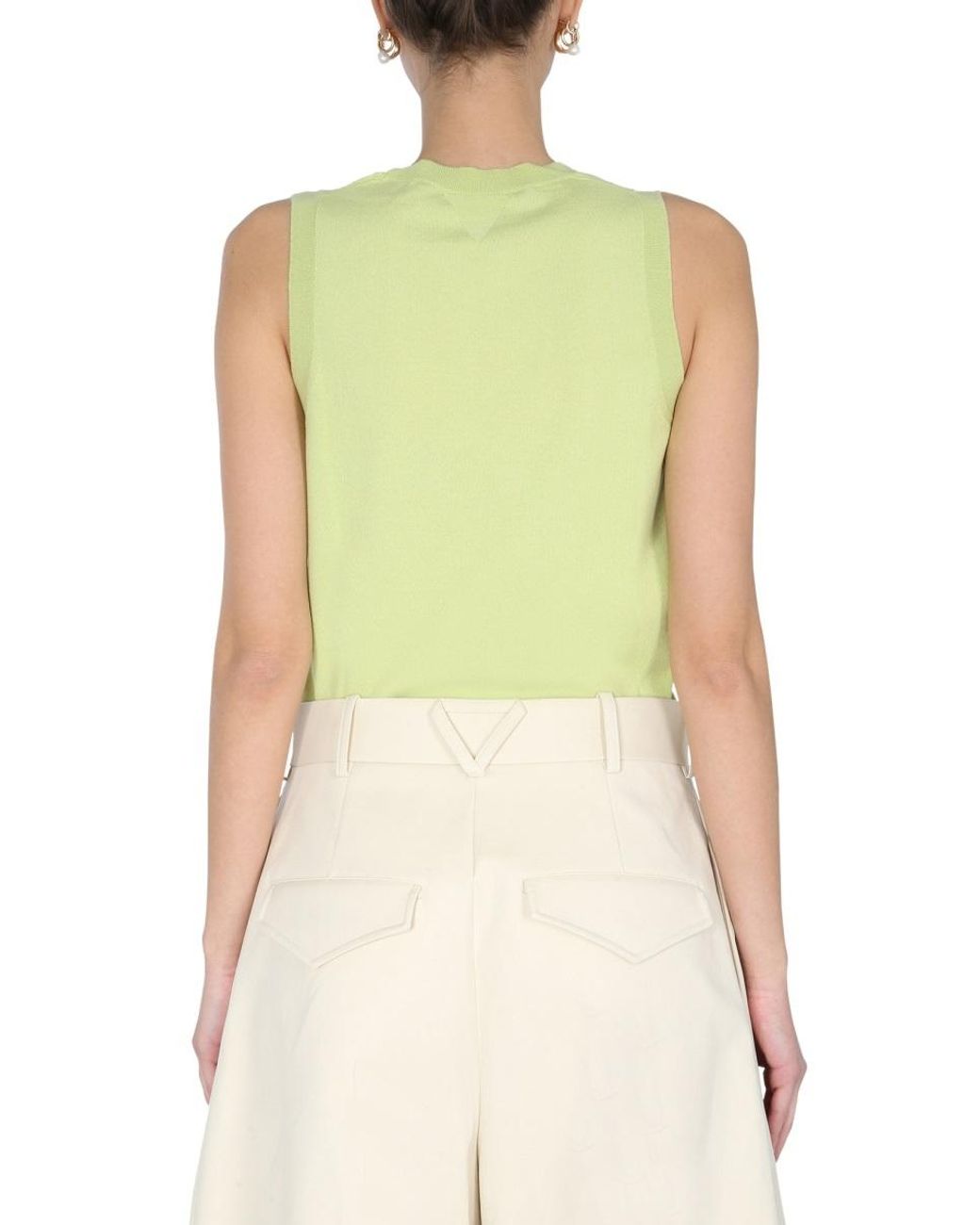 Bottega Veneta Green Scoop Neck Knitted Top