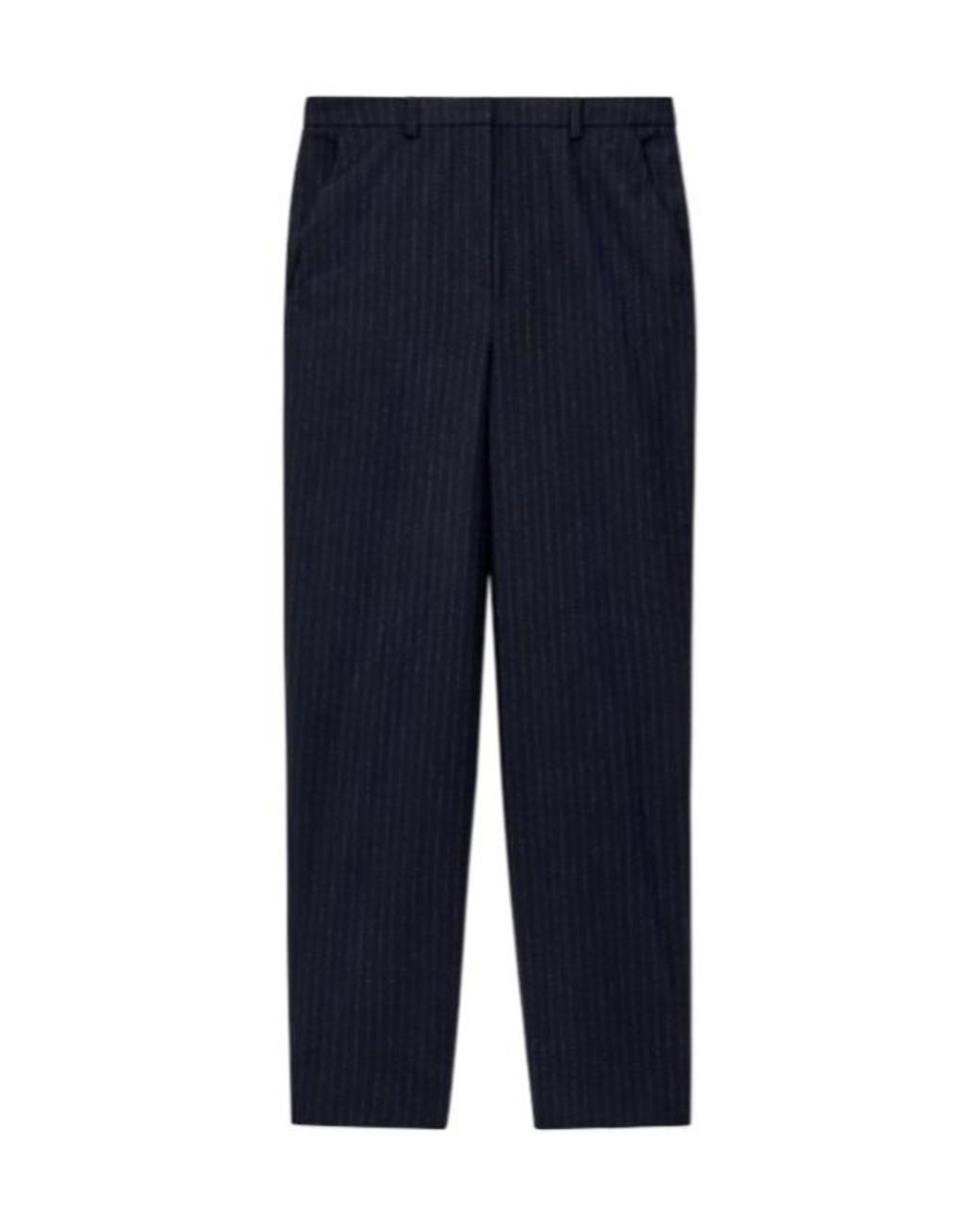 Emporio Armani Blue Pinstripe-Pattern Trousers