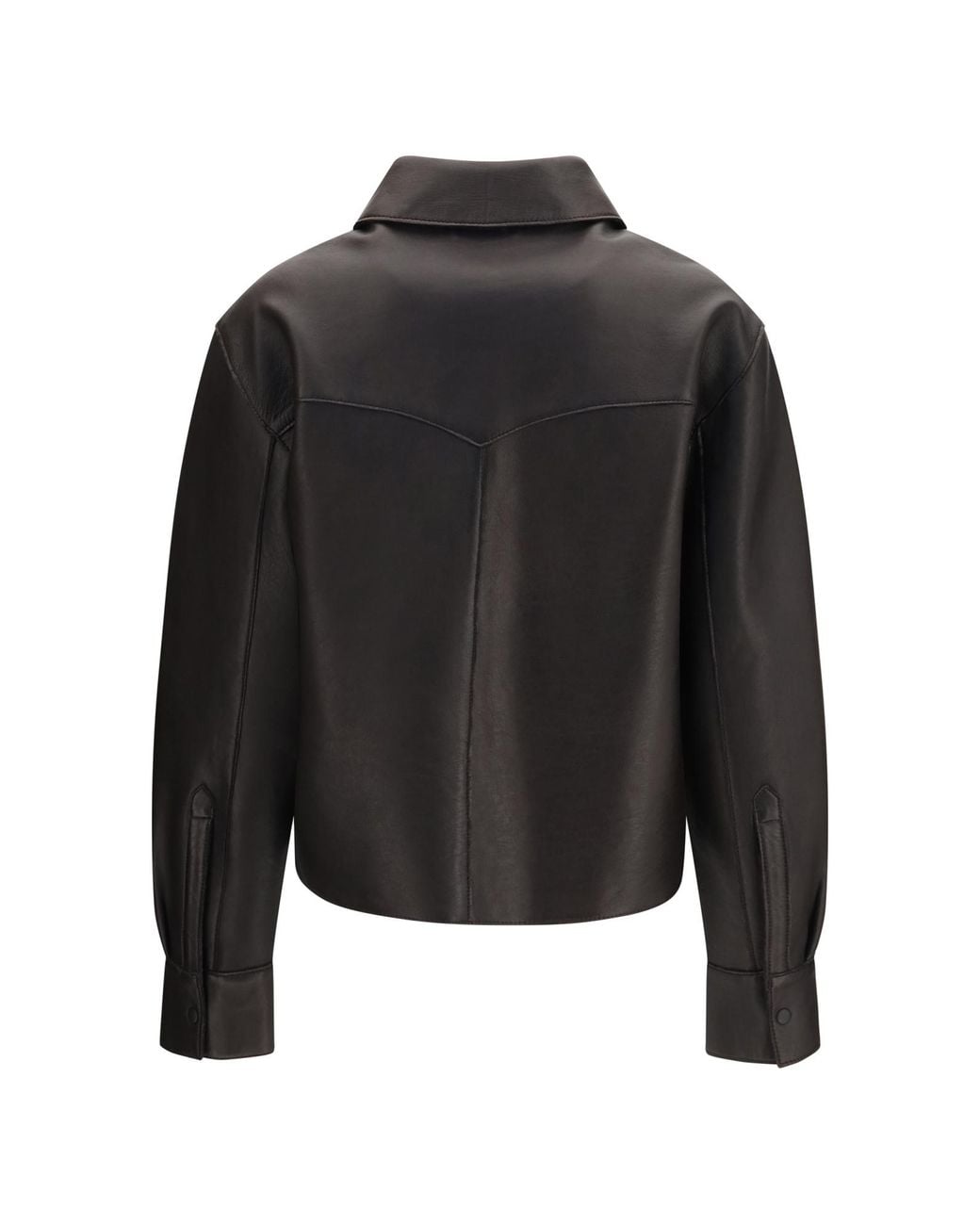P.A.R.O.S.H. Black Long-Sleeve Snap-Button Leather Jacket