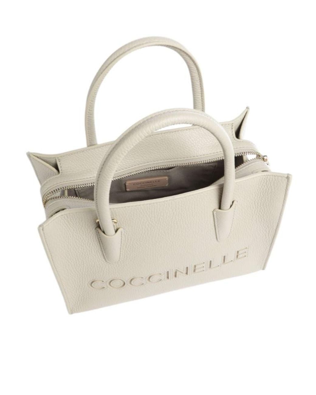 Coccinelle Natural Embossed Logo Tote Bag