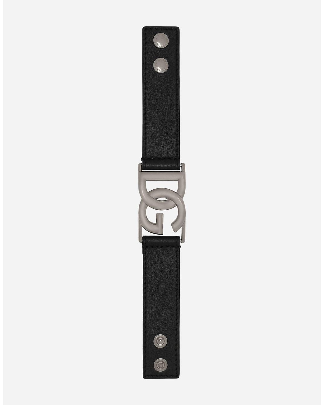Dolce & Gabbana White Logo-Plaque Leather Bracelet for men