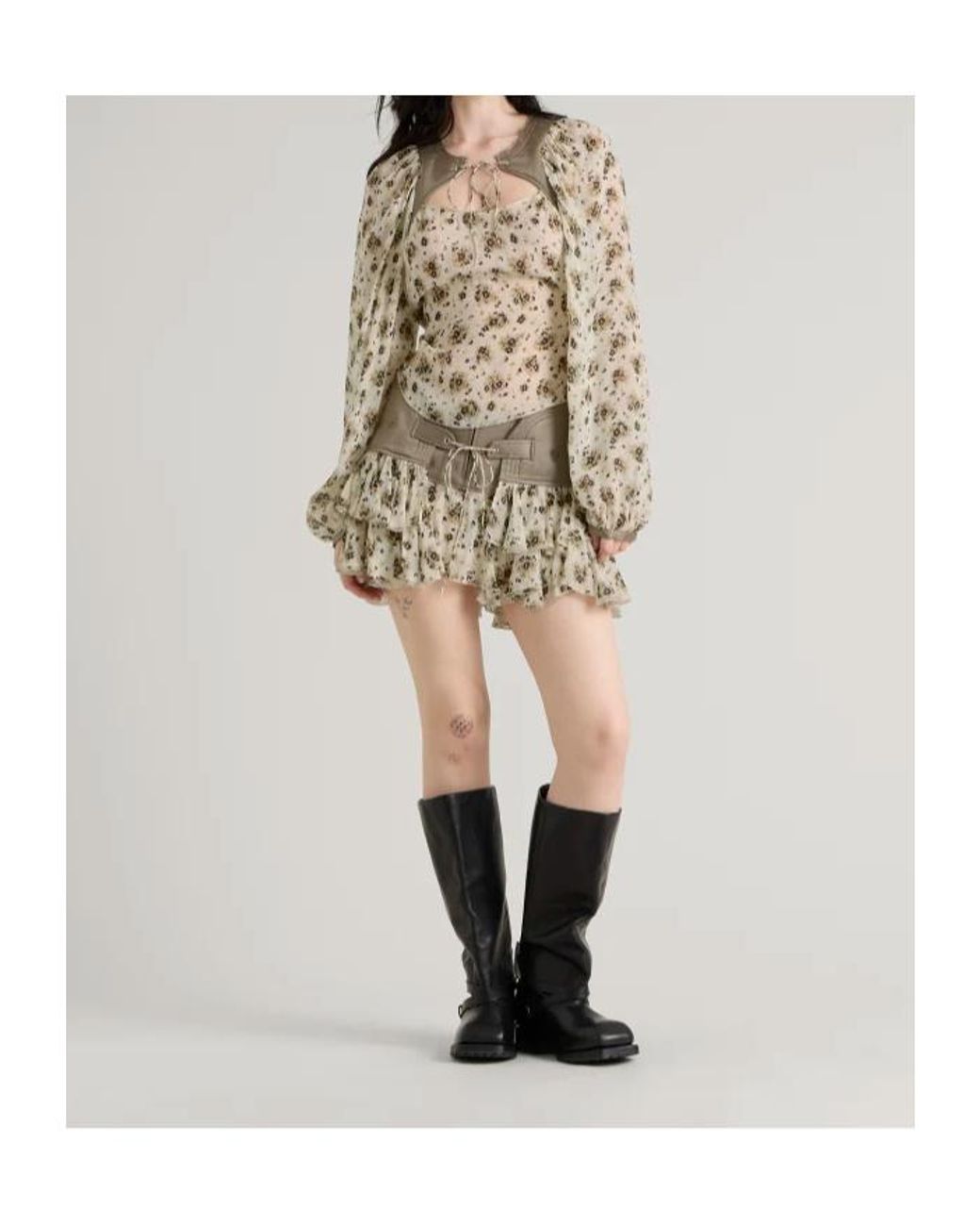 KNWLS Natural Front-Tie Skirt