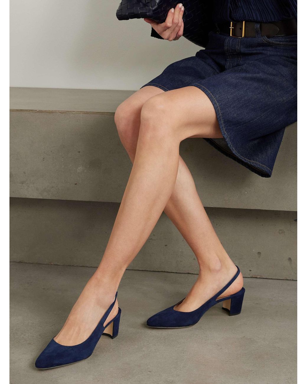 Manolo Blahnik Blue Slingback High Heels