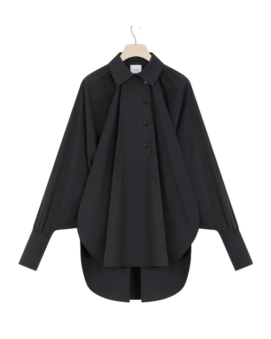 Patou Blue Artist Gathered Neckline Shirt
