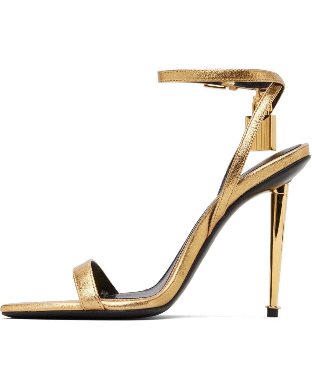 Tom Ford Metallic Laminated Padlock Pointy Sandals