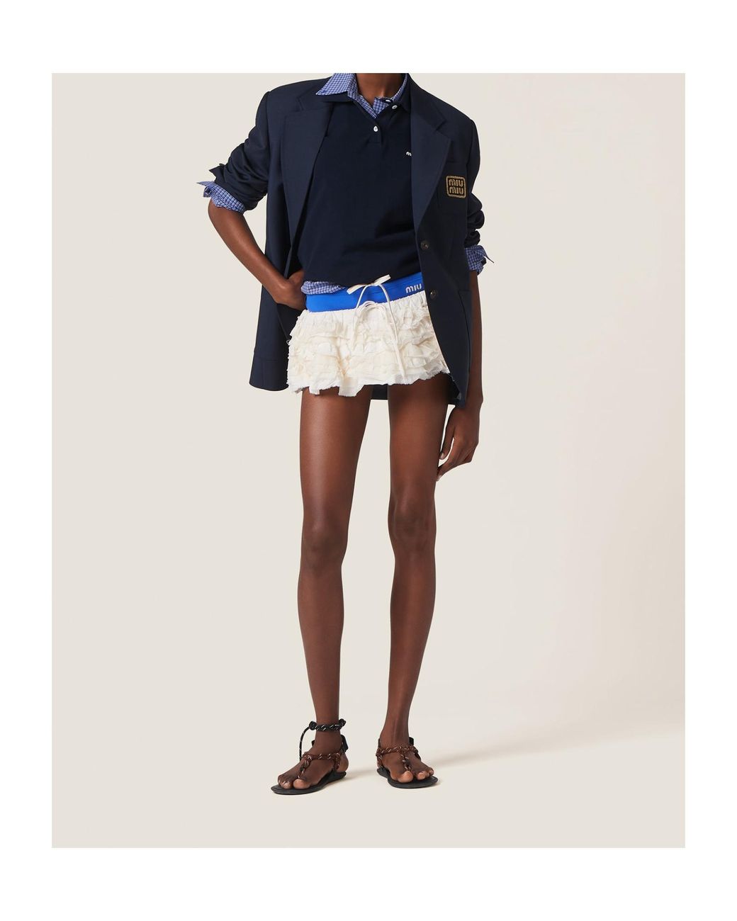 Miu Miu White Slubbed Canvas Miniskirt