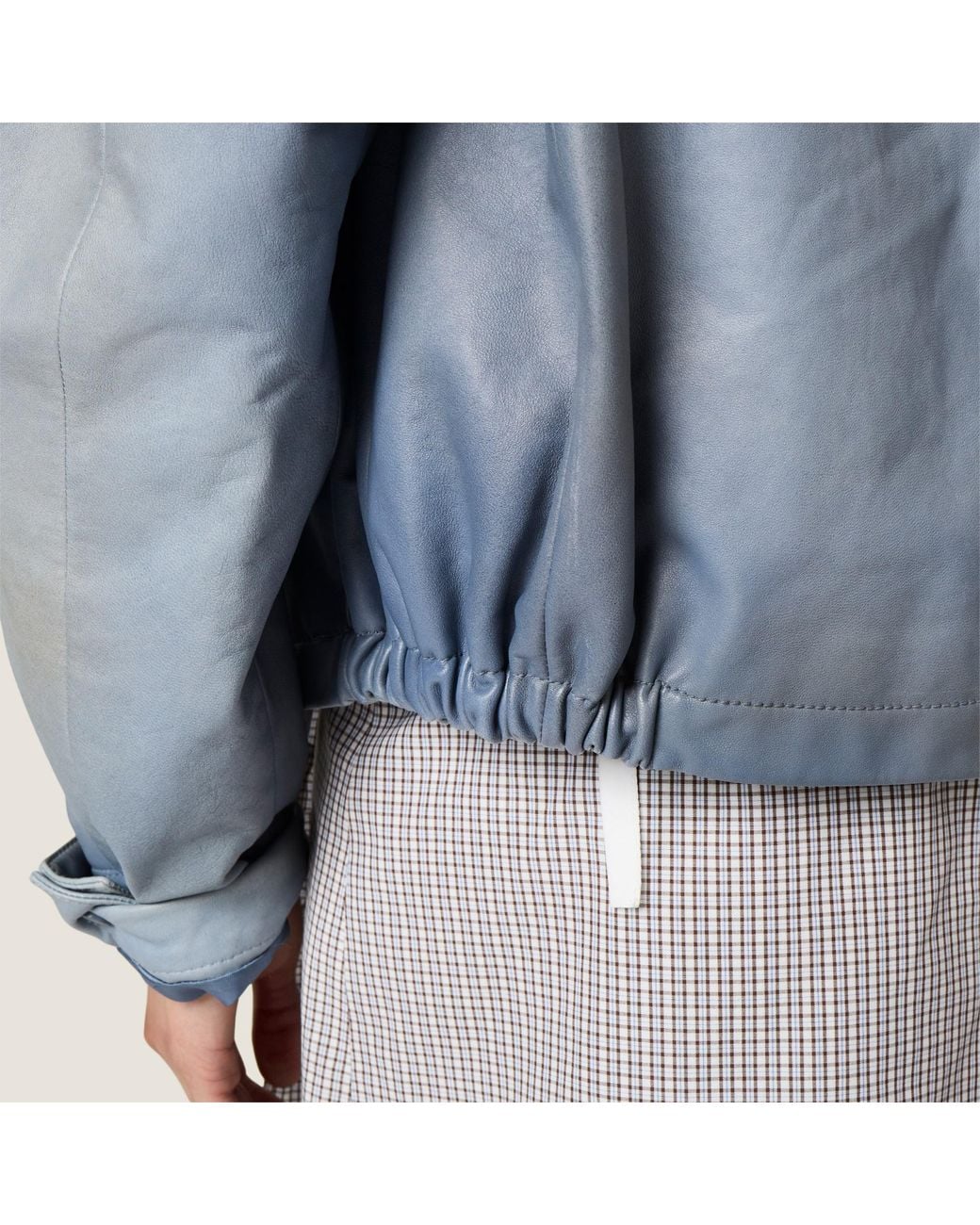Miu Miu Blue Nappa Leather Jacket