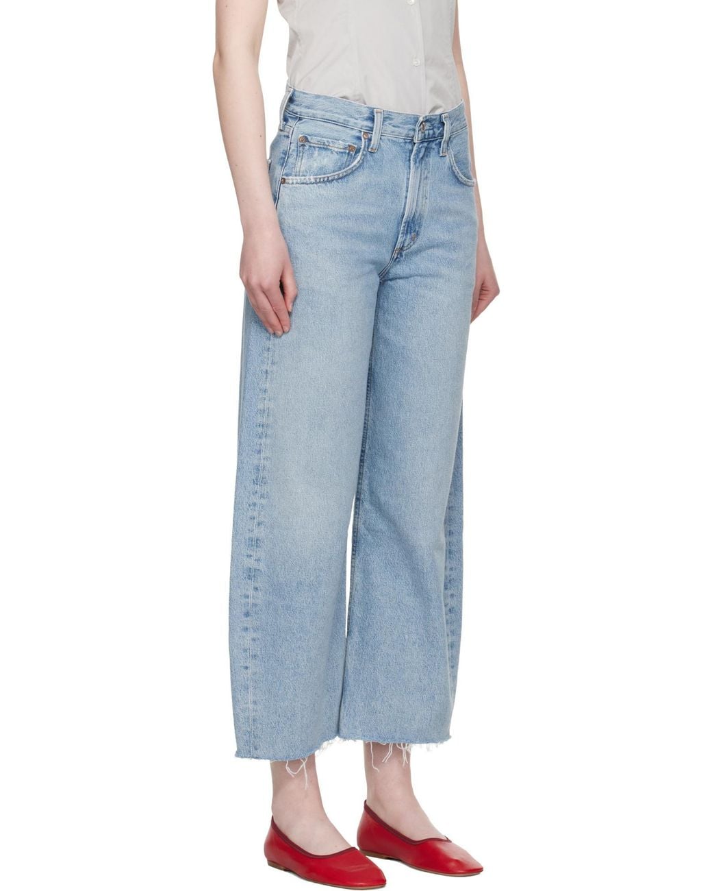Agolde Blue Low Curve Fray Jeans