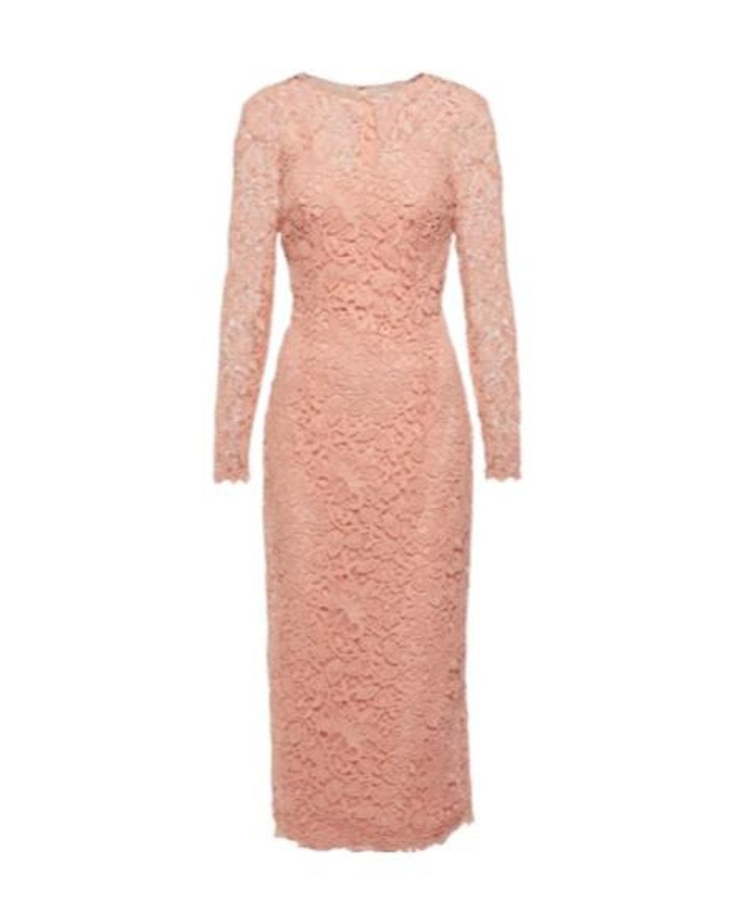 Carolina Herrera Pink Lace Midi Dress