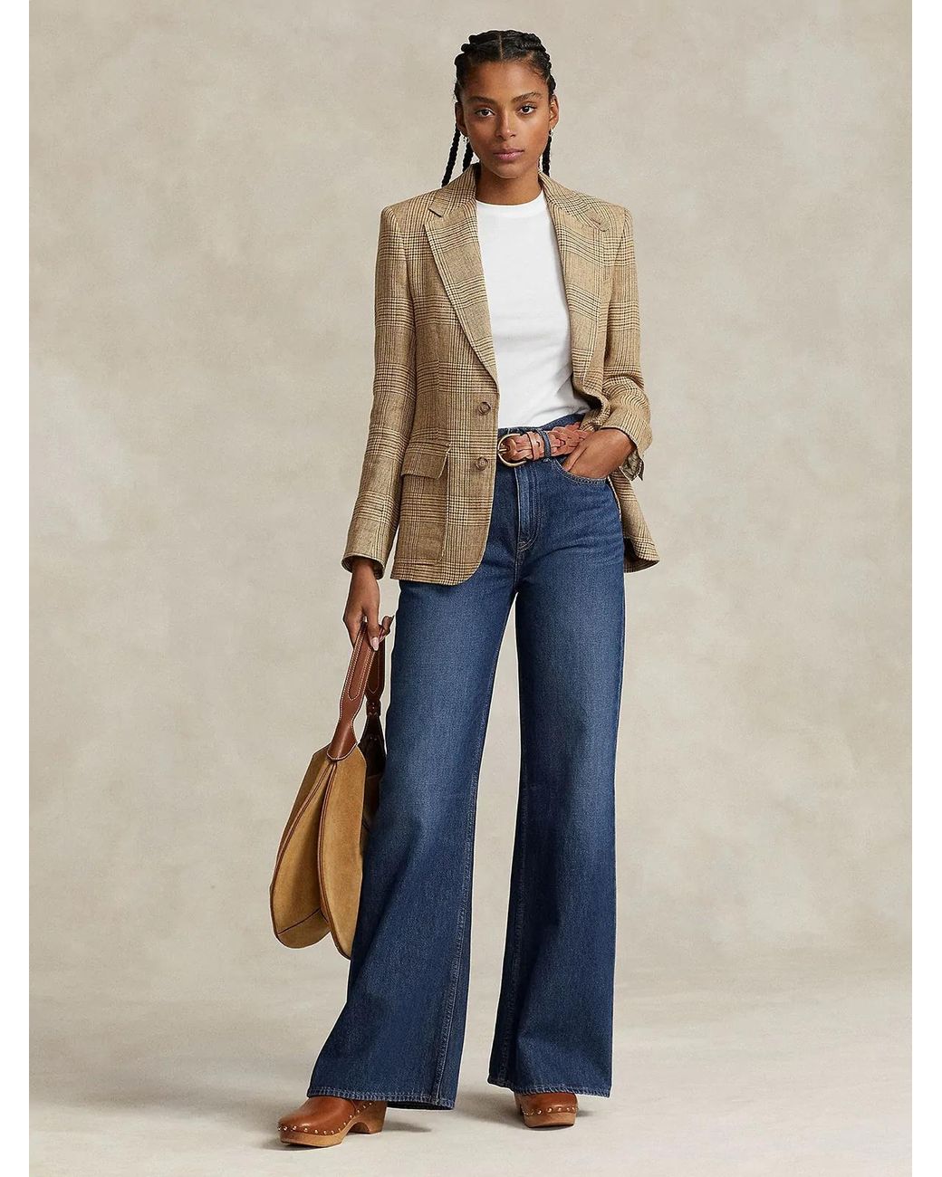 Polo Ralph Lauren Blue Whiskered-Effect Wide-Leg Jeans