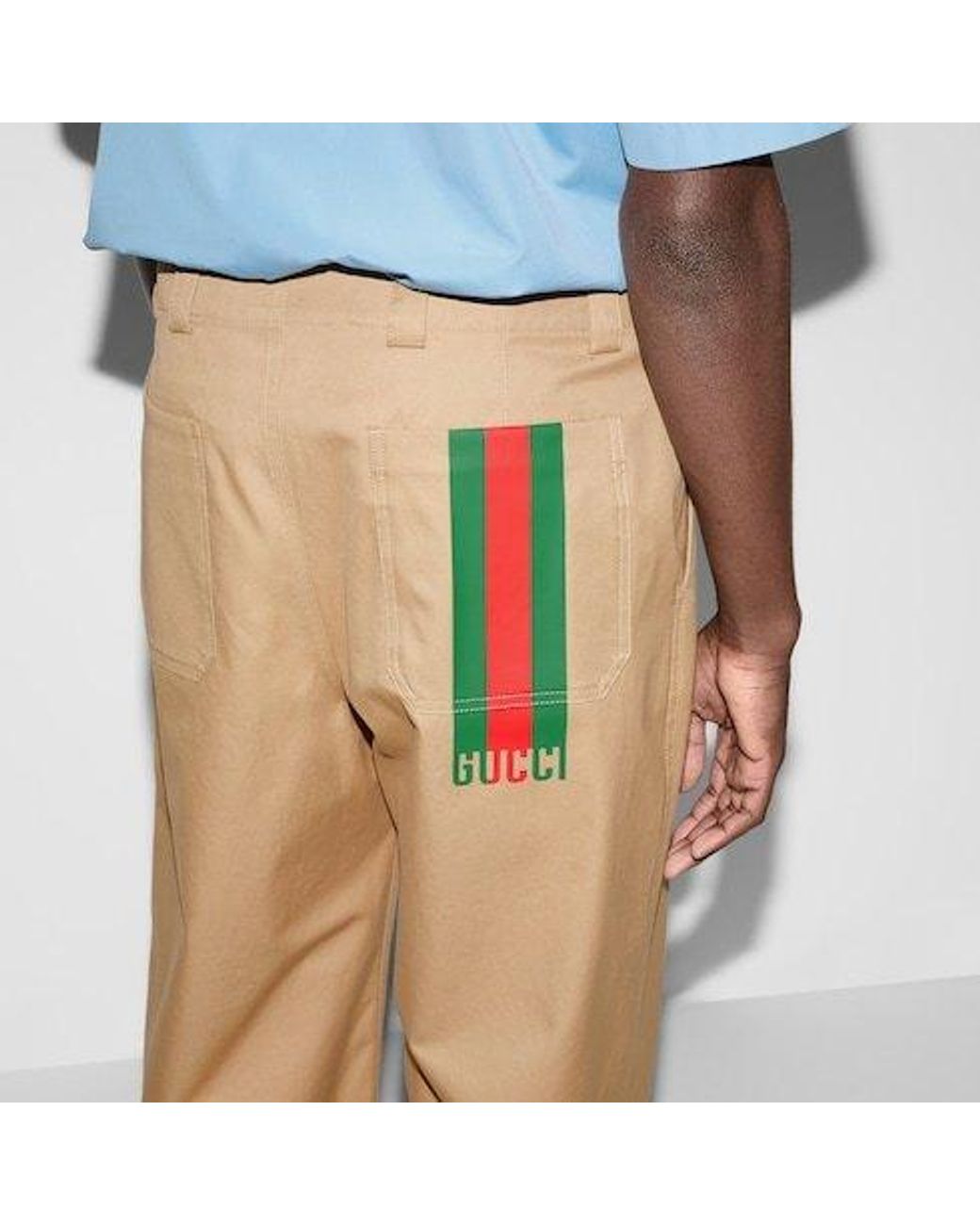 Gucci Natural Logo Detailed Straight-Leg Trousers for men