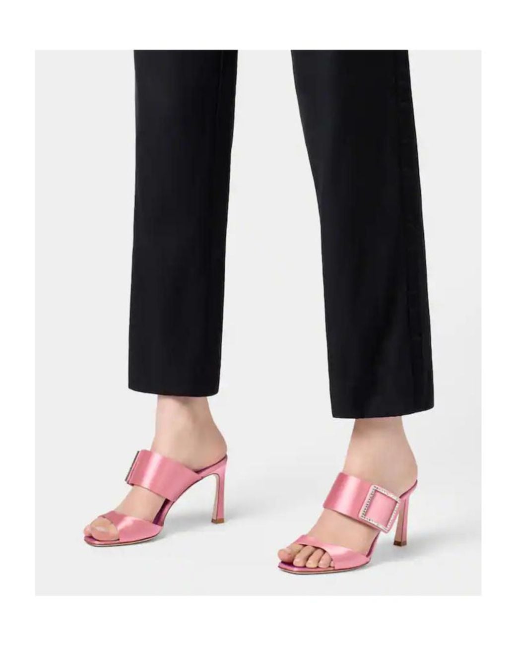 Roger Vivier Pink Trompette Satin Mules