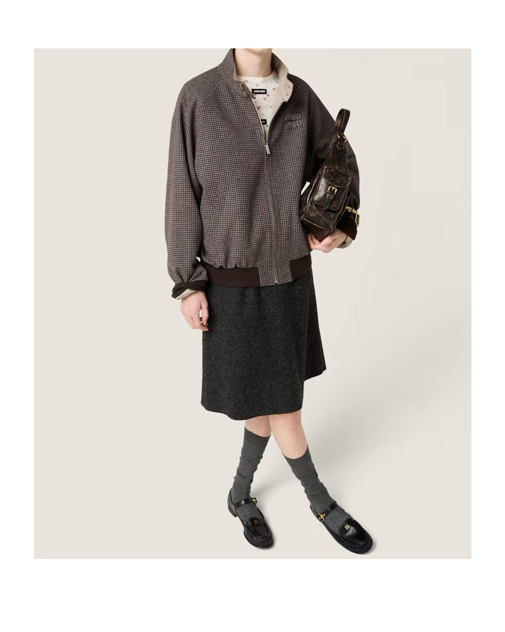 Miu Miu Natural Long-Sleeved Zipped Jacket