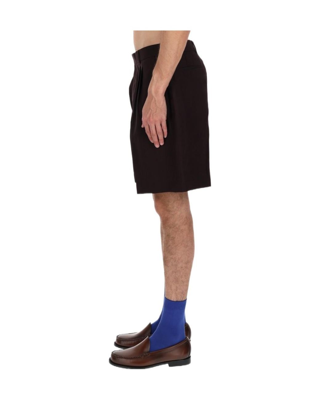 Paul Smith Black Pleated Linen Shorts for men