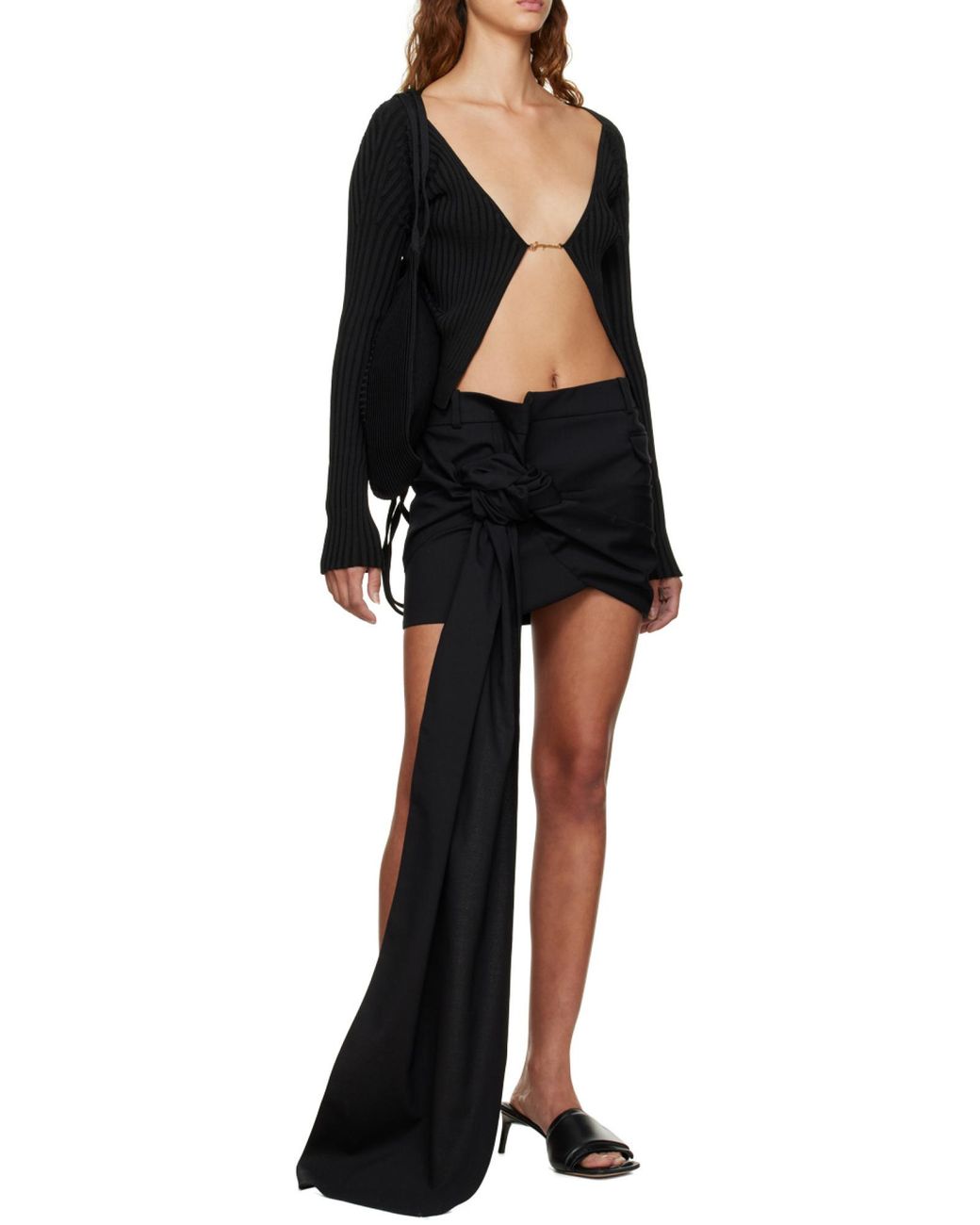 Jacquemus Black Logo Plaque Long-Sleeved Cardigan