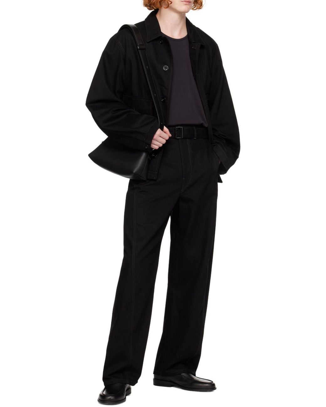 Lemaire Black Crewneck Straight Hem T-Shirt for men