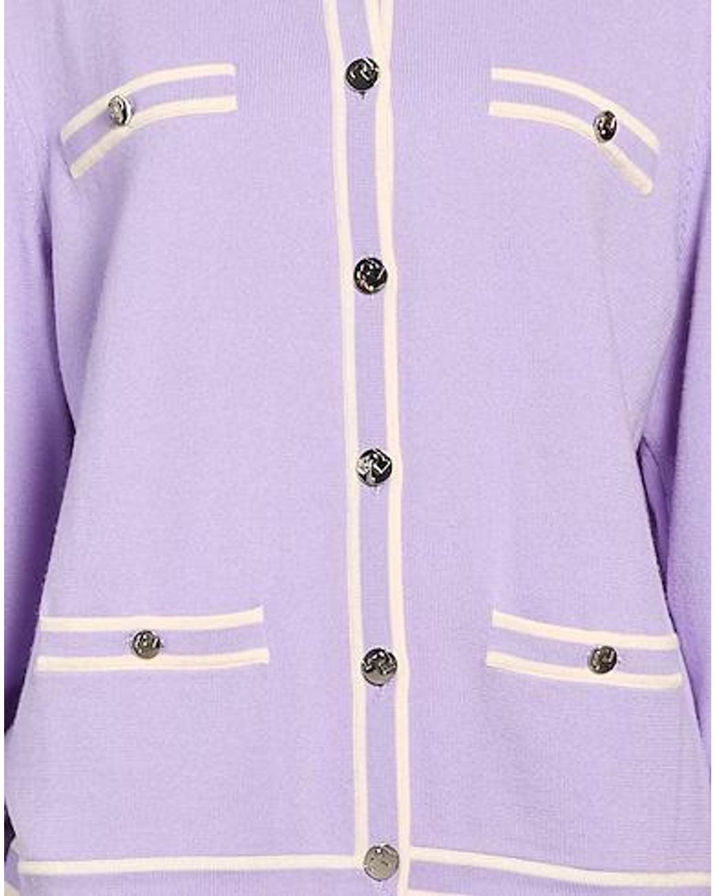 Tory Burch Purple Plain Colour Cardigans