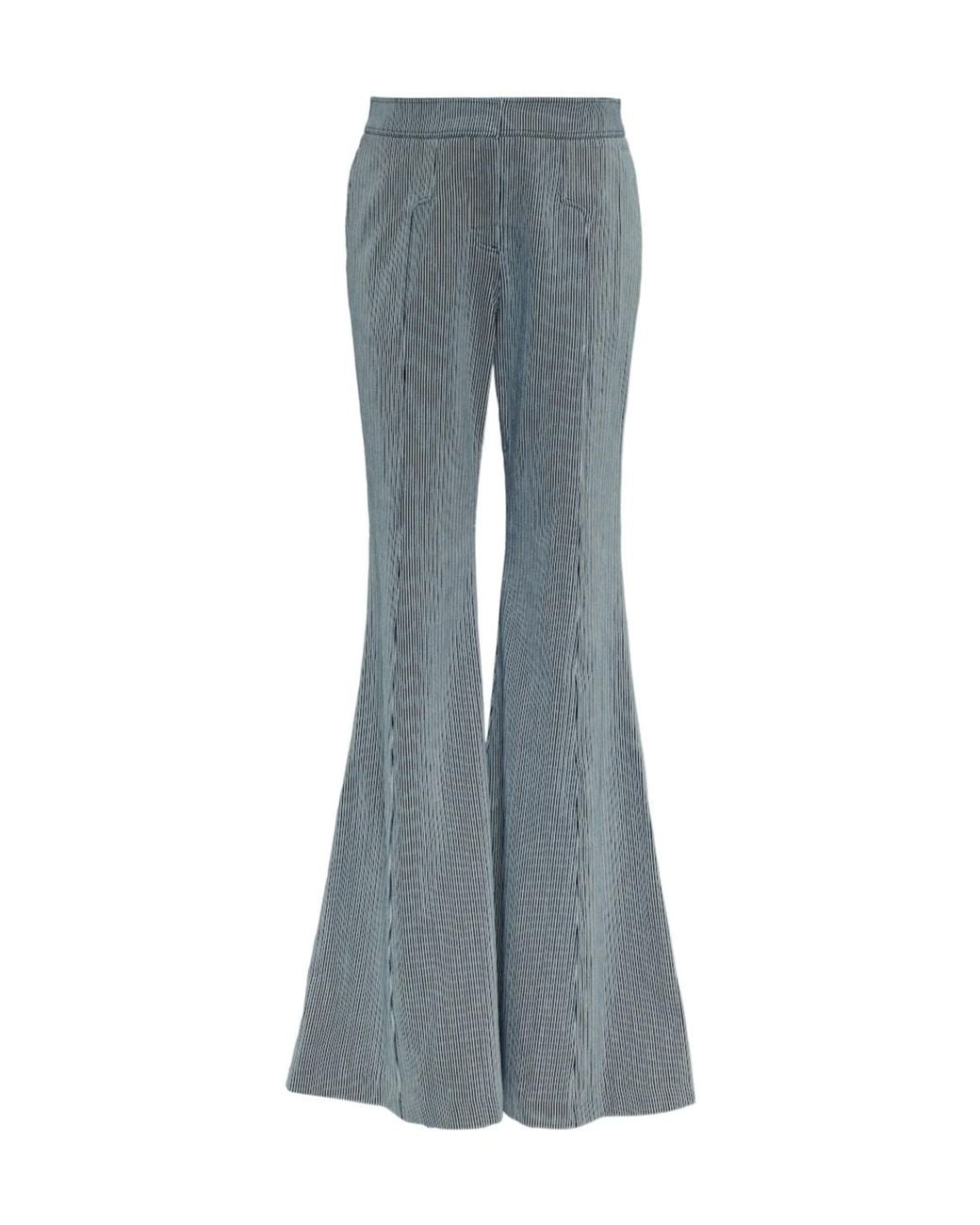Gabriela Hearst Blue Striped High-Waisted Flared Trousers