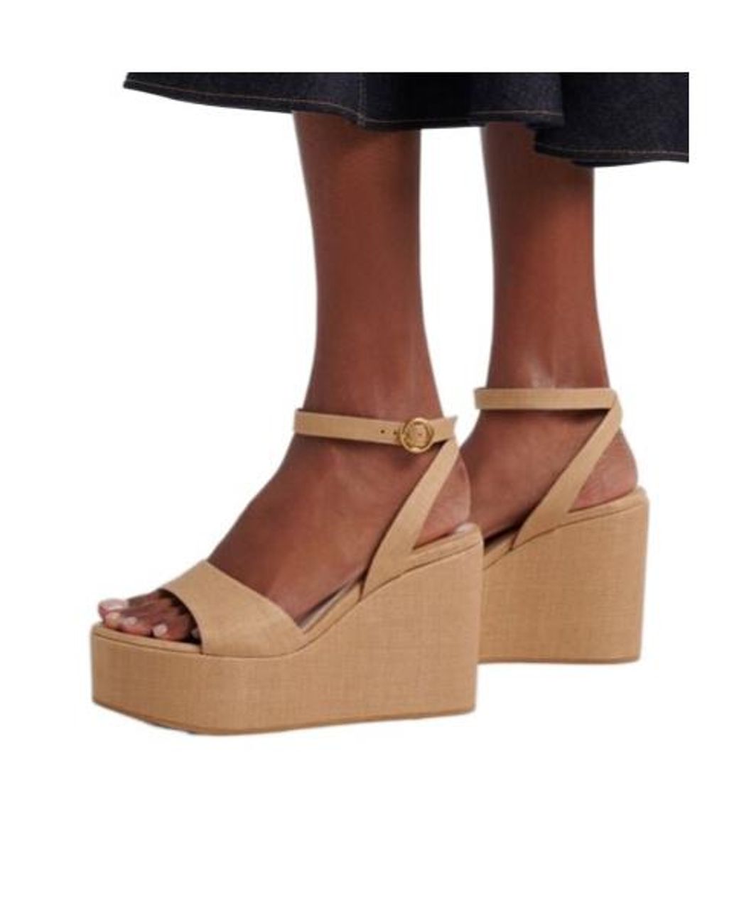 Gianvito Rossi Natural Raffia Platform Wedge Sandals