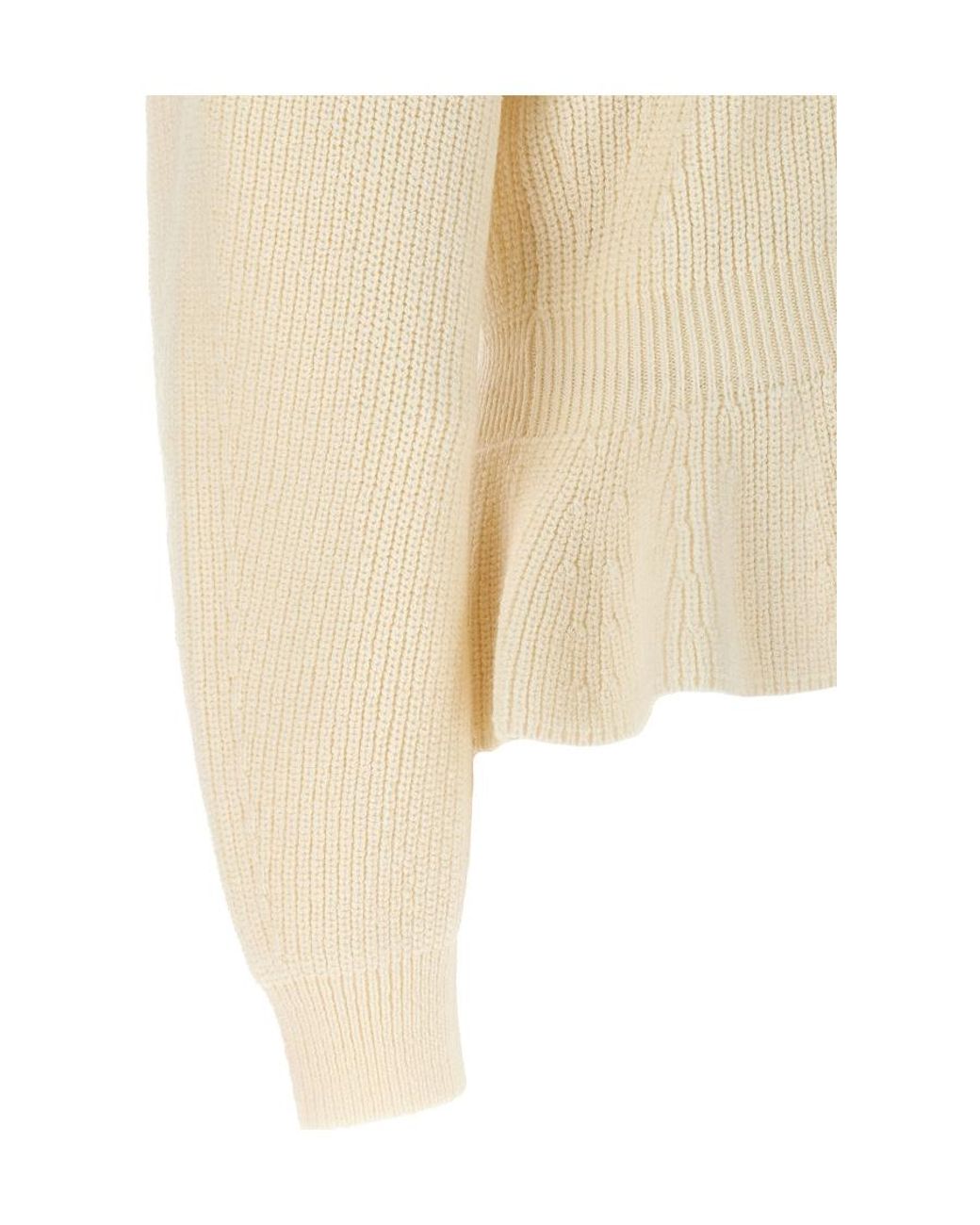 Chloé Natural Chloé Ruffled Knit Cardigan