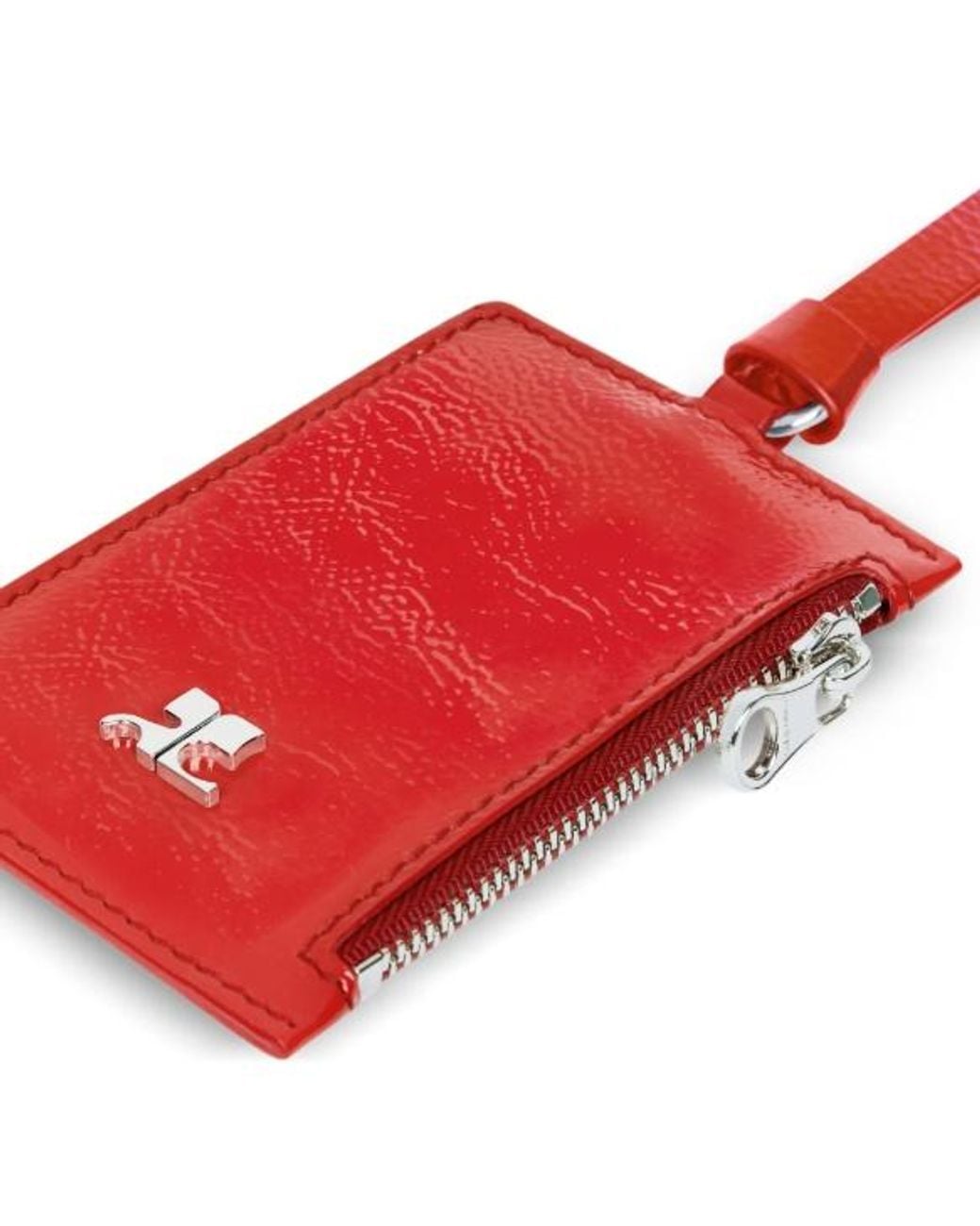 Courreges Red Naplack Zip Card Holder for men