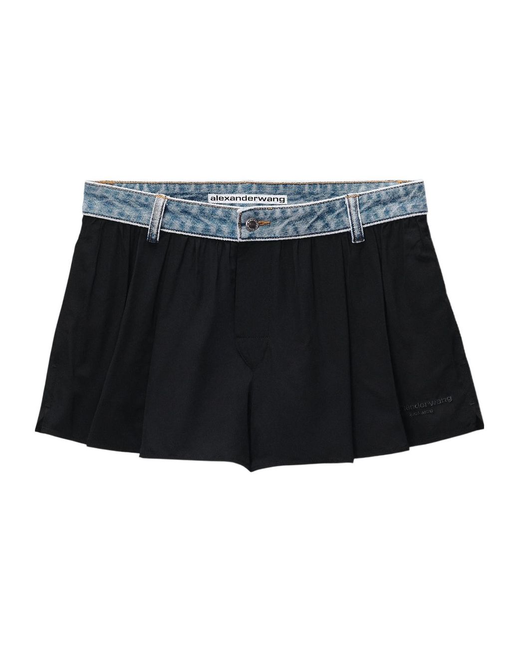 Alexander Wang Black Pleated Mid-Rise Shorts