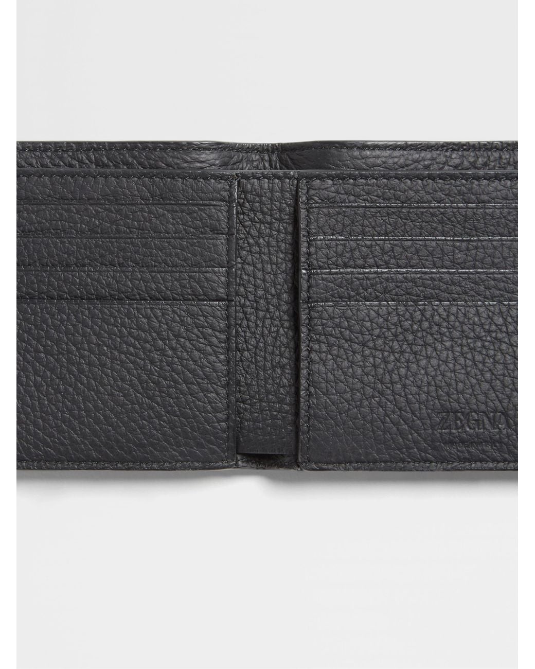 Zegna Gray Embossed Bi-Fold Wallet for men