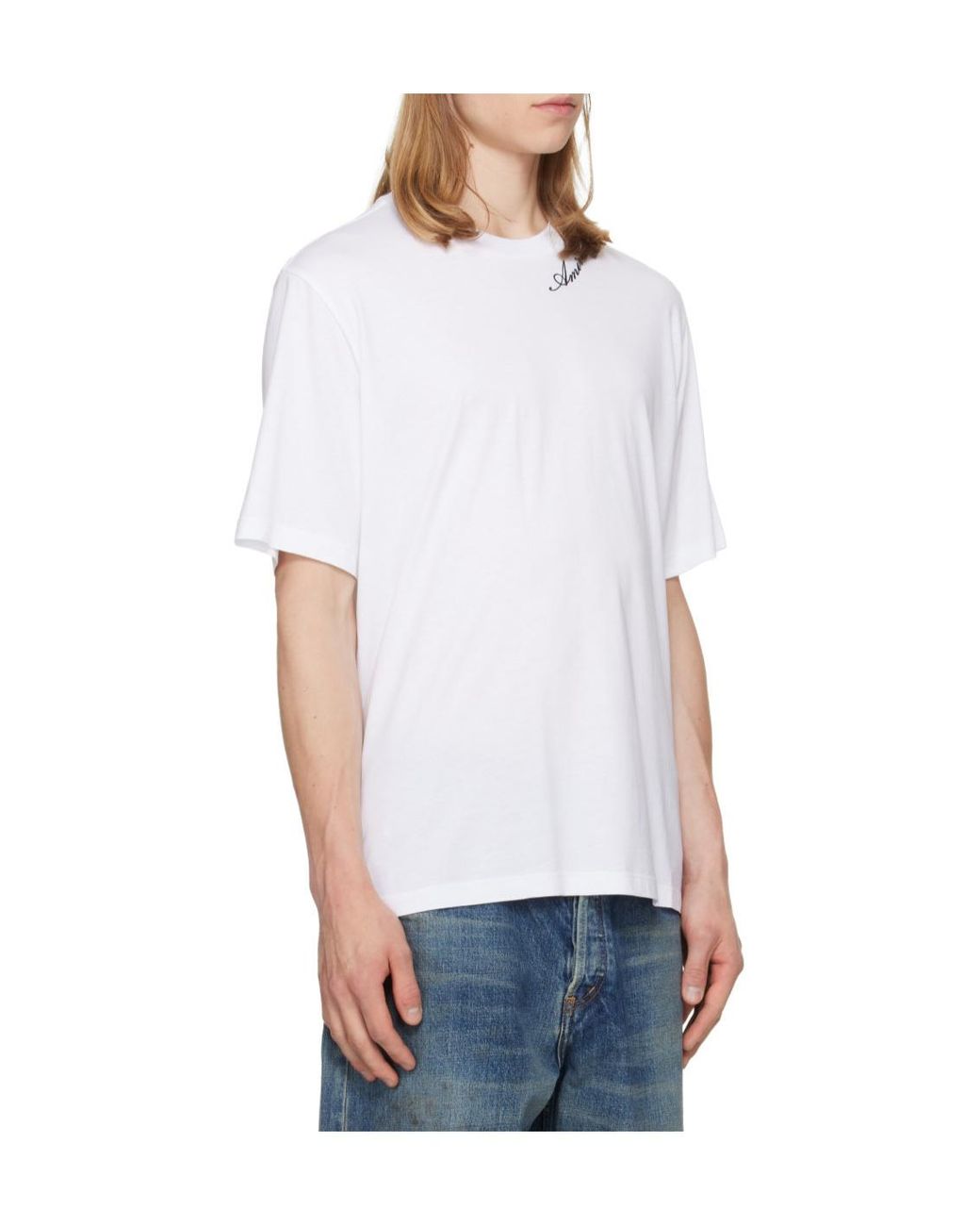 Amiri White Logo Crewneck T-Shirt for men