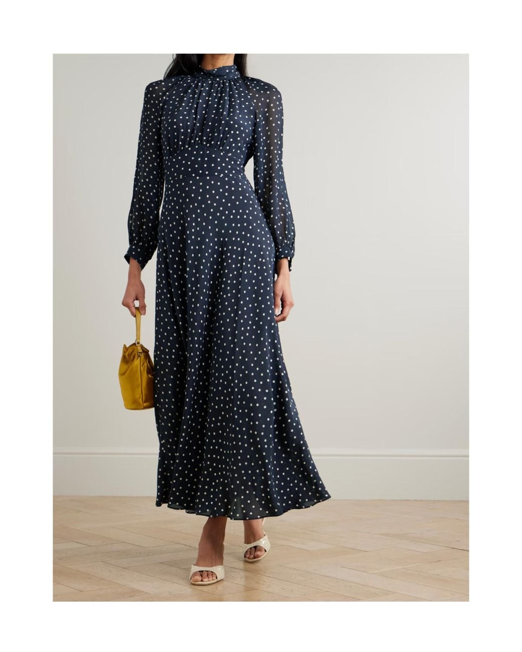 Rixo Blue Polka Dot Dress