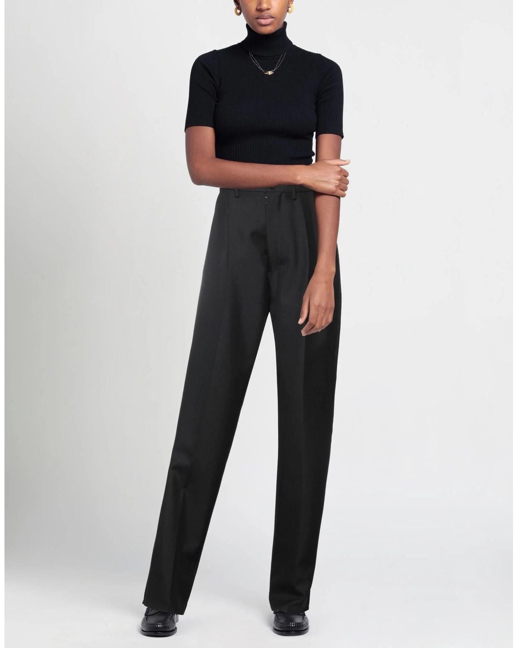 Maison Margiela Black Solid-Colored Satin Trousers