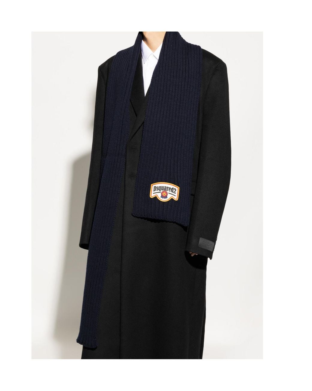 DSquared² Black Logo Patch Knitted Scarf for men