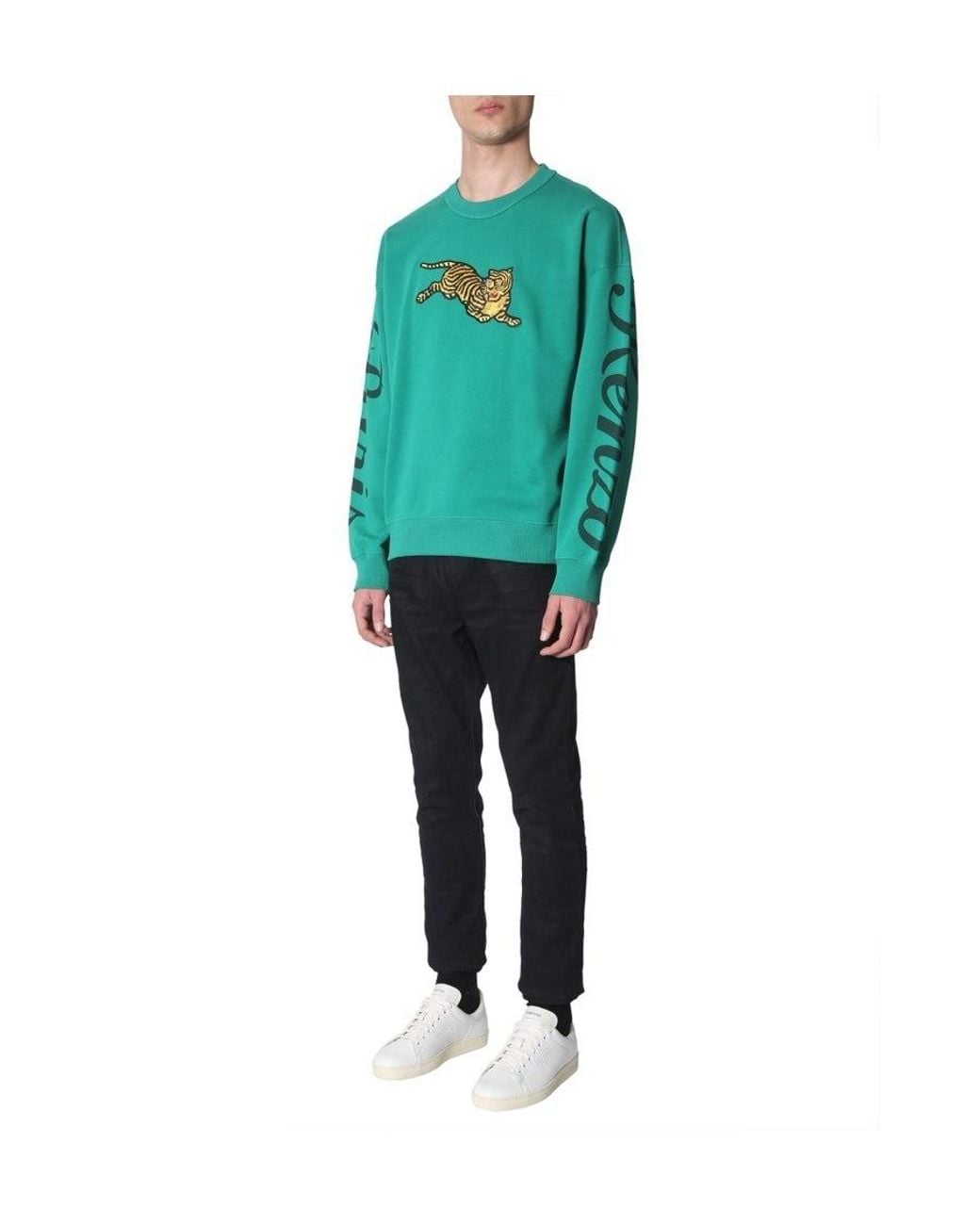 KENZO Green Flying Tiger Embroidered Sweatshirt for men