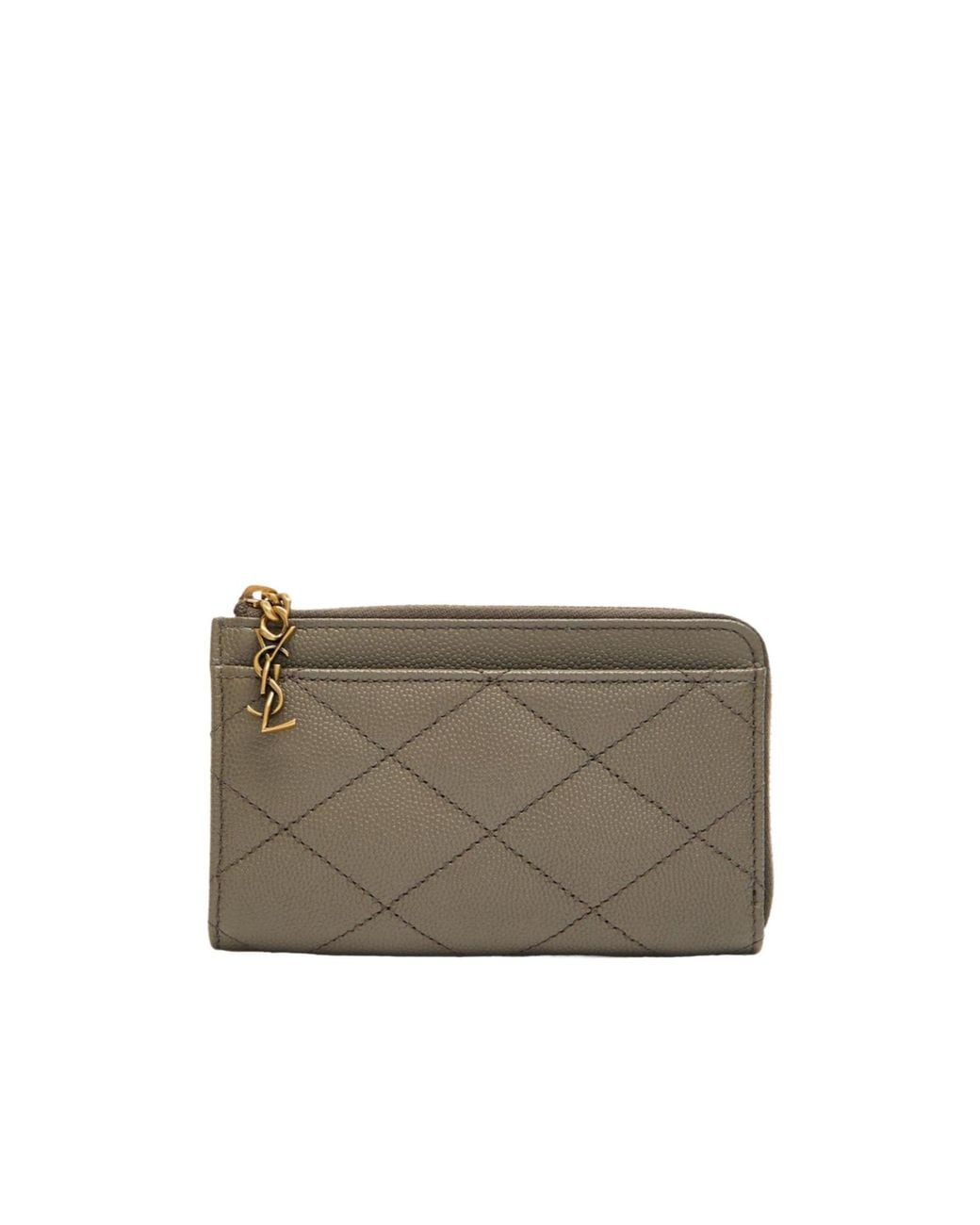 Saint Laurent Gray Small Zipper Card Holder
