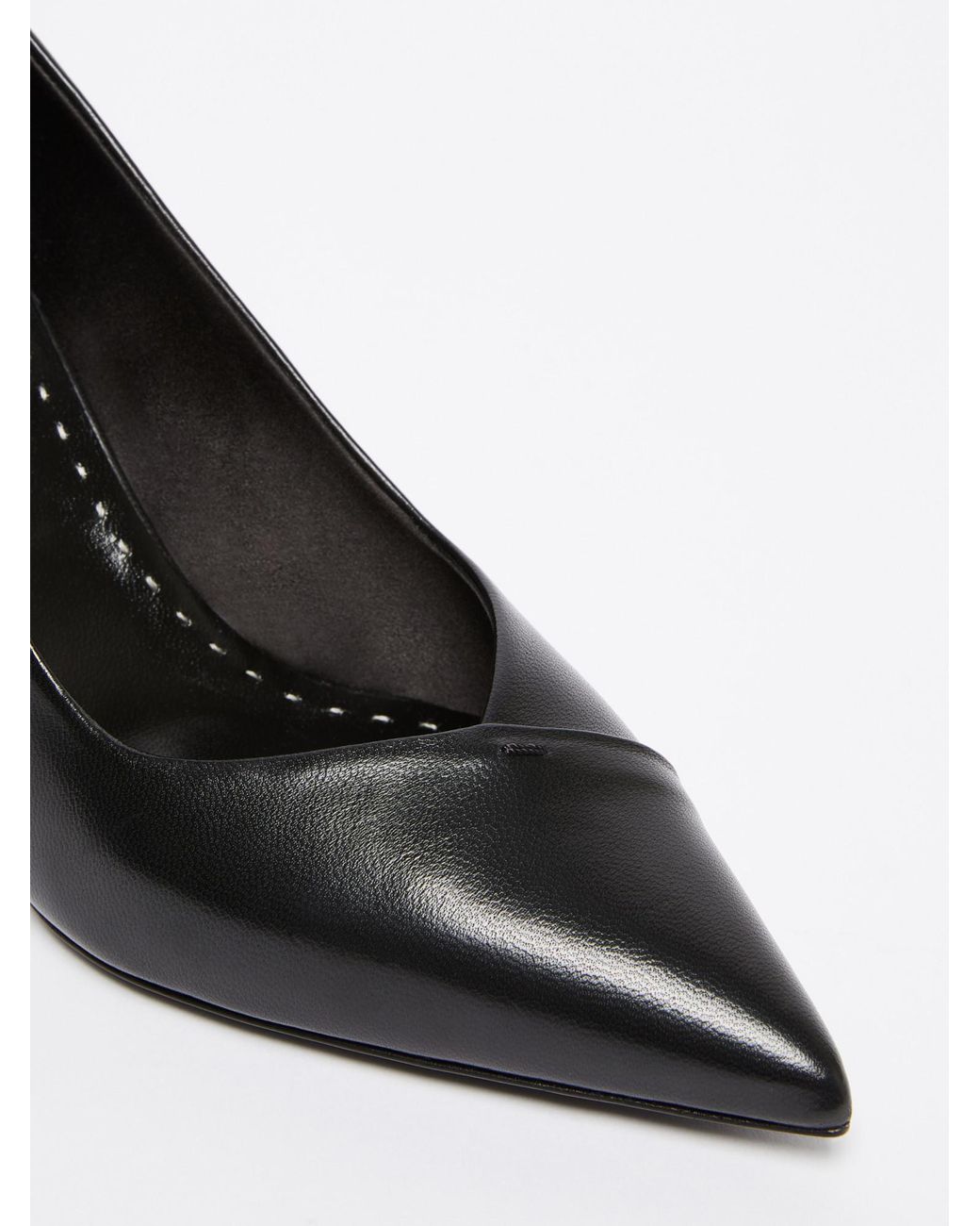 Max Mara Black Nappa Leather Court Shoes