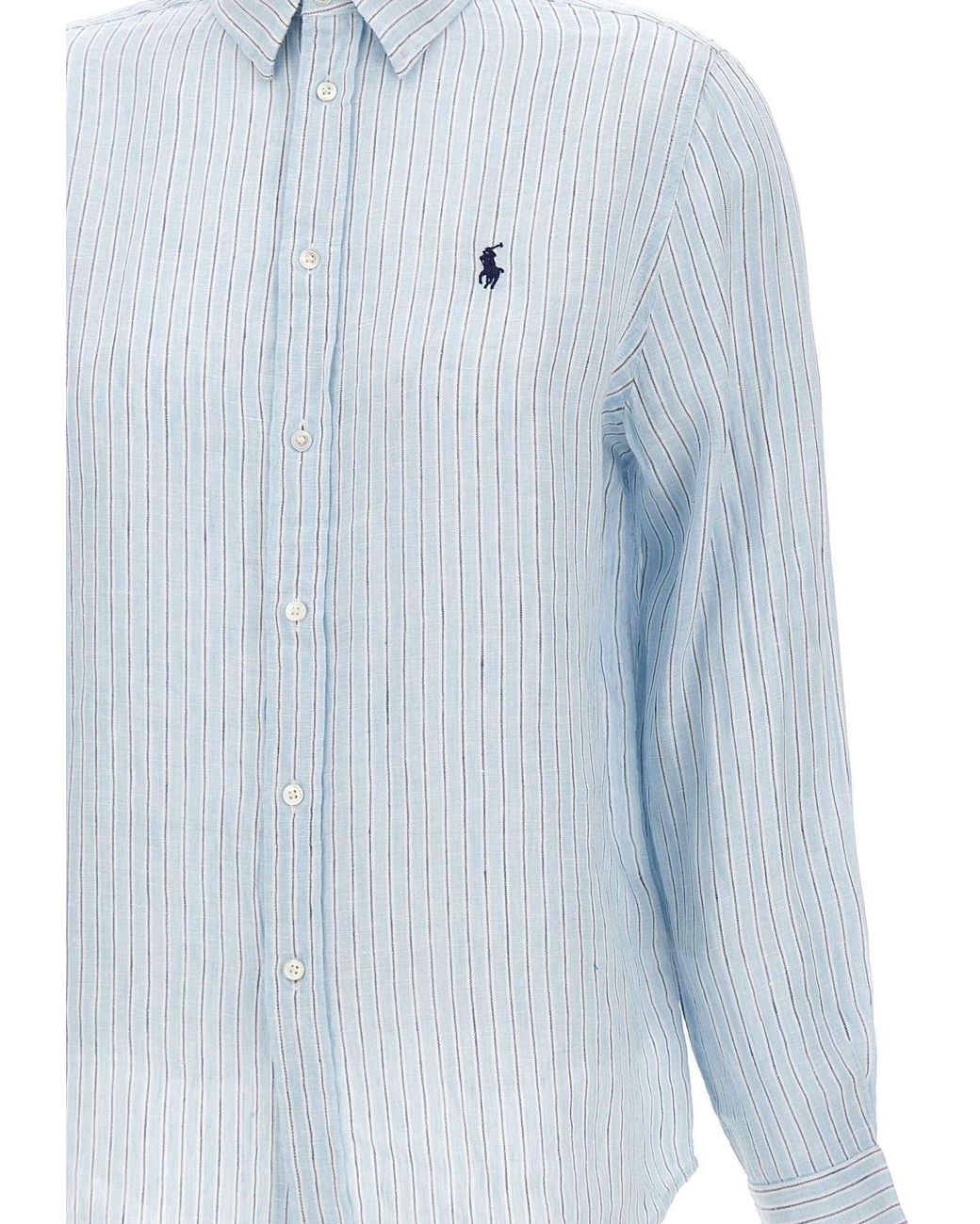 Ralph Lauren Blue Polo Striped Button-Up Shirt